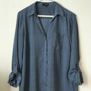 The Limited Blue Chevron Blouse